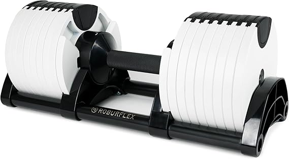 Adjustable Dumbbell (Single) 5-40/80lb, 5lb Increments, for Home Gym Fitness - Upto 20 weight settings (WHITE - 80LB)