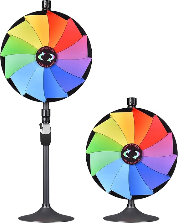 WinSpin 24 Inch Dual Use Prize Wheel Carnival Games - Roulette Wheel with Dry Erase Marker - 12 Slots Tabletop and Floor Heavy Duty Spinning Wheel for Carnival,Trade Shows, Parties and Outdoor Events
