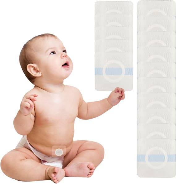 QCWN 15 Pcs Baby Belly Button Patches for Umbilical Hernia Waterproof Newborn Navel Sticker Belly Button Shaper Cotton Hernia Belt Alternative for Infants Ombligueras para Bebe