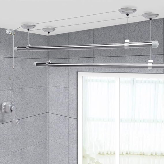 Drying Rack, Ceiling Clothes Dryer, Manual liftable Clothes Rail