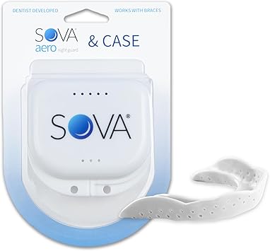 SOVA Aero Night Guard with Case - 1.6mm Thin - Custom-Molded Fit - Protects Against Nighttime Teeth Grinding & Clenching - Odor & Taste Free - Remoldable Up to 20 Times - Non Toxic