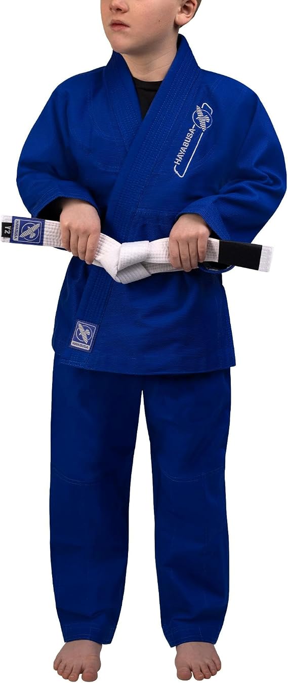 Hayabusa Essential Jiu Jitsu Gi Kids, Pearl Weave, Includes BJJ White Belt, IBJJF Compliant, Lightweight and Durable