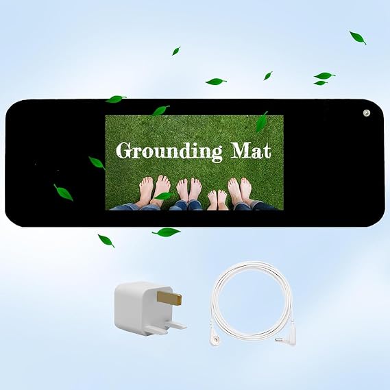 Grounding Mat Kit -Universal Earthing Mat (10 x 26.7") for Healthy Earthing Energy with Grounding Wristband and 15ft Straight Cords, Reduce Inflammation, Improve Sleep and Helps with Anxiety