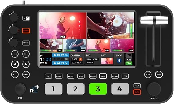 SPROLINK Neolive R2 Plus Video Switcher for Live Streaming, 4X HDMI Input Multi Camera Mixer with 5.5" 1080p Screen, PTZ Joystick, RTMP Hardware Streaming, USB 3.0 Type-C 1080p 60fps, Chroma Key
