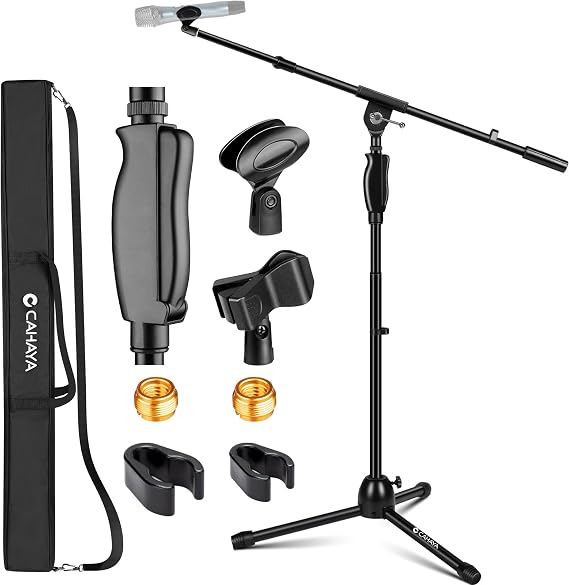 CAHAYA Tripod Mic Stand Boom Arm Floor One-Button Release Height Adjustable