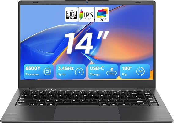BLUEING 2026 Laptop Computer, Laptop with Pentium Gold 6500Y (Beats Pentium, Celeron, Up to 3.4GHz), 8GB RAM 128GB SSD, 1080p FHD Display, WiFi5,BT5.0,Type-C,HDMI,USB3.2, Laptops for Business, Student