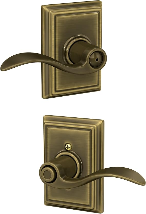 Schlage Lock Company F40ACC609ADD Addison Collection Accent Privacy Lever, Antique Brass