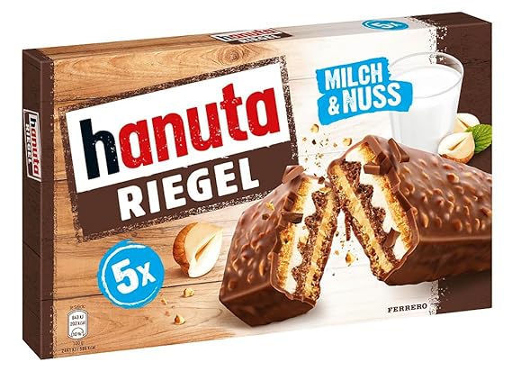 Ferrero Hanuta Riegel Bars 5 pieces 173g Crunchy Candy Wafers