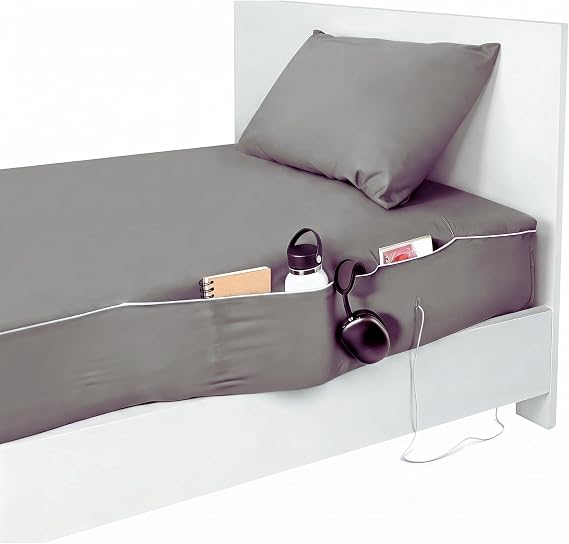 NEST and NOOKS Twin XL Cotton Fitted Sheet with Side Pockets + Pillowcase