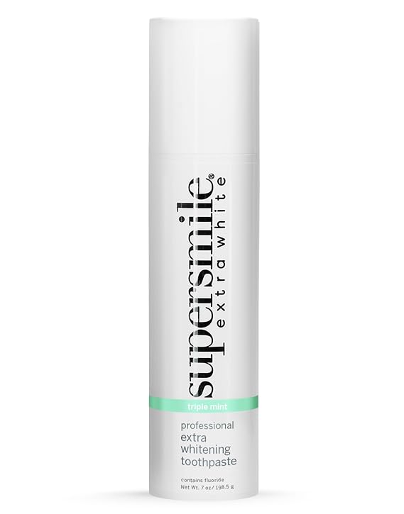 Supersmile Extra White Triple Mint Toothpaste, 7 Oz Pump Dispenser | Calprox + Fluoride Formula, Sensitivity-Free, RDA 15.6 Ultra-Low Abrasion, Spearmint Peppermint Wintergreen, Veneer Safe