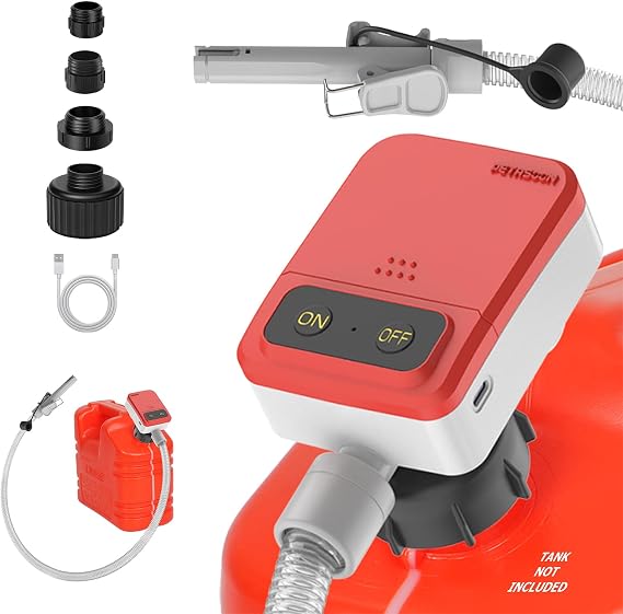 PETASOON Fuel Transfer Pump Battery USB Powered 3.8GPM Transfer Gas Diesel