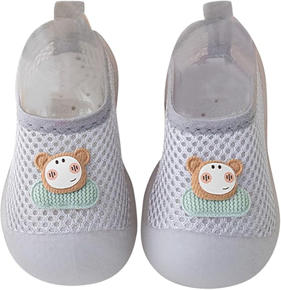 AnFeng Sneakers for Boys Infant Boys Girls Animal Prints Cartoon Socks Shoes Toddler Breathable Mesh The Floor Socks Non Slip Shoes (Grey, 2-3 Years)