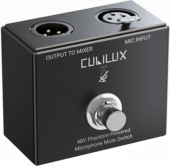 Cubilux MMX-3 XLR Footswitch Mute Switch for 48V Condenser Microphone, Hand/Foot Control, Aluminum Alloy Case Mic On/Off Switcher for Studio, Broadcast and Stage