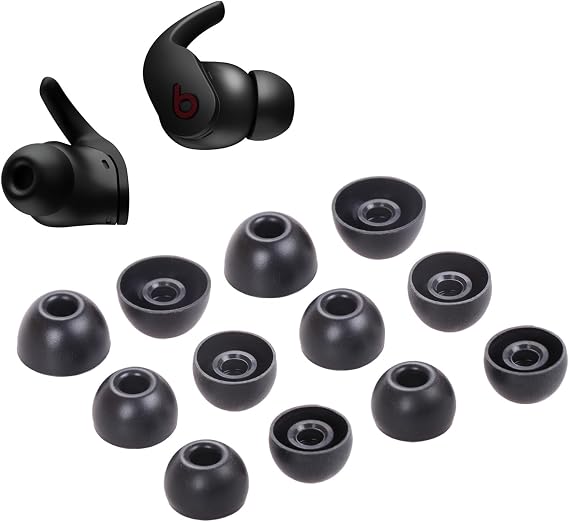 6 Pairs Replacement Earbuds Tips Eartips for Beats Fit Pro Buds (Black)