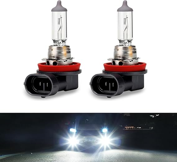 2 PCS H11 Automotive Halogen Bulb, 12V 55W Quartz Lamp Super Bright Beam Low Beam/High Beam Fog Light Replacement, All-in-one Plug Play Bulb, Automotive Lighting Accessories (White)