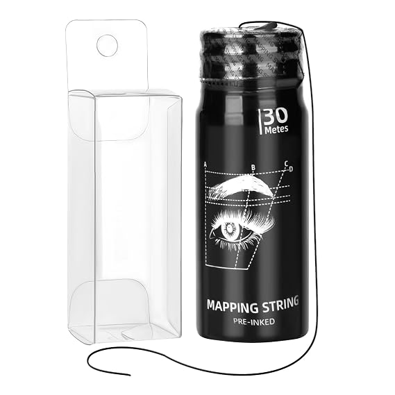 Pre-Inked Brow Mapping String 30m/100ft Eyebrow Mapping String for Permanent Makeup Eyebrow Mapping Positioning Thread for Shaping Microblading Supplies (Black)
