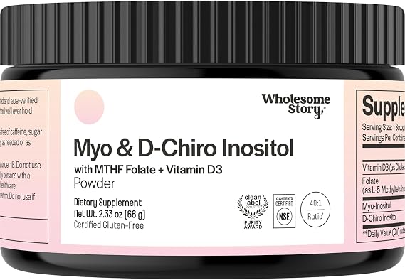 Inositol Supplement Powder with MTHF Folate + Vitamin D3 | Myo-Inositol & D-Chiro Inositol | Hormonal Balance & Healthy Ovarian Support | Vitamin B8 | Alternative to Inositol Capsules | 30 Servings