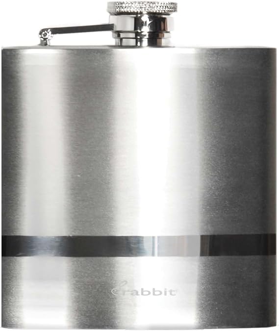 Rabbit Polished 6 Fl. Oz. Stainless Steel Pocket Flask, 18/8 Stainless Steel, Leak-Proof, Portable Hip Flask for Liquor - Discreet Alcohol Flask, Dishwasher Safe
