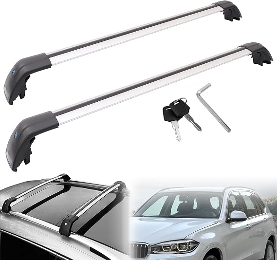 MotorFansClub Roof Racks Cross Bars Fit for BMW X5 F15 2014 2015 2016 2017 2018 Lockable Baggage Luggage Racks Roof Rail Bars
