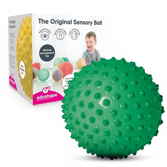 Edushape The Original Sensory Ball for Baby - 7" Green Color Baby Ball that Helps Enhance Gross Motor Skills for Kids Aged 6 Months & Up - Vibrant, Colorful and Unique Toddler Ball