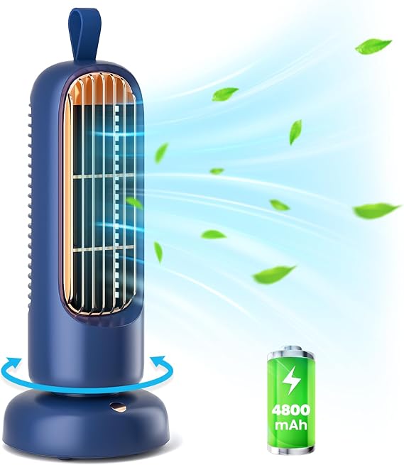 HOMETOP Tower Fan: 12'' Desk Fan 3 Speeds 110 Oscillation, Portable and Compact, Quiet Cooling Fan for Home Office Desktop Bedroom