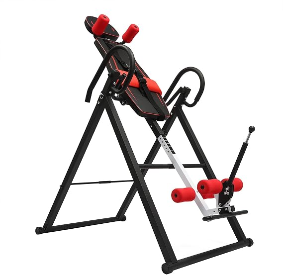 Inversion Table, Foldable Heavy-Duty Design with Extended Ankle Handle