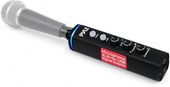 Pyle XLR to USB-C Audio Interface Adapter w/ 48V Phantom Power, Mute Button