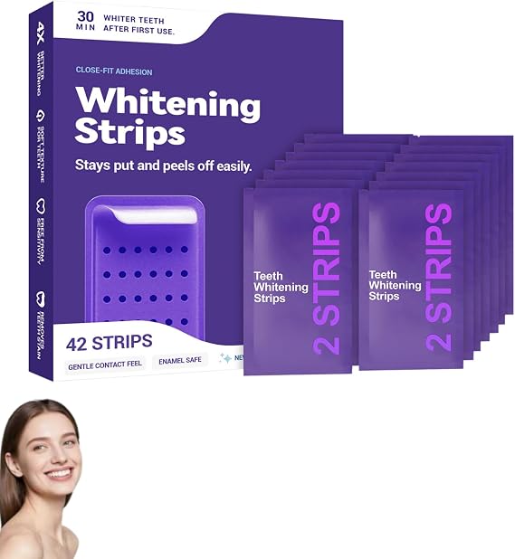 dr dent Teeth whitening Strips Safe for Enamel, Non Sensitive Teeth Whitening Daily Brightening Care (1 Piece - 42pc) 