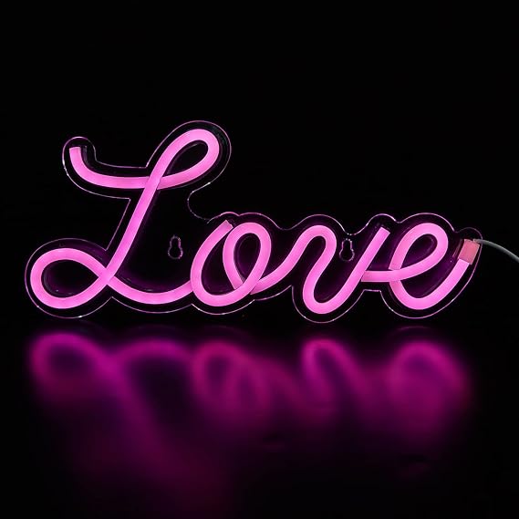 5V White Love LED Neon Sign Christmas Wedding Party Decoration Wall Lamp USB Powered Children Bedroom Night Light (NEW LOVE PINK)