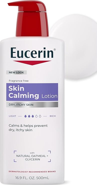 Eucerin Skin Calming Body Lotion with Natural Oatmeal, 16.9 FL OZ | Body Moisturizer for Dry, Itchy Skin with Natural Oatmeal and Glycerin, 24 Hours of Hydration, Paraben and Fragrance Free