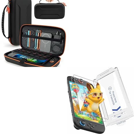 TRANSNOVO 2 Pack Switch 2 Screen Protector and Switch 2 Carrying Case