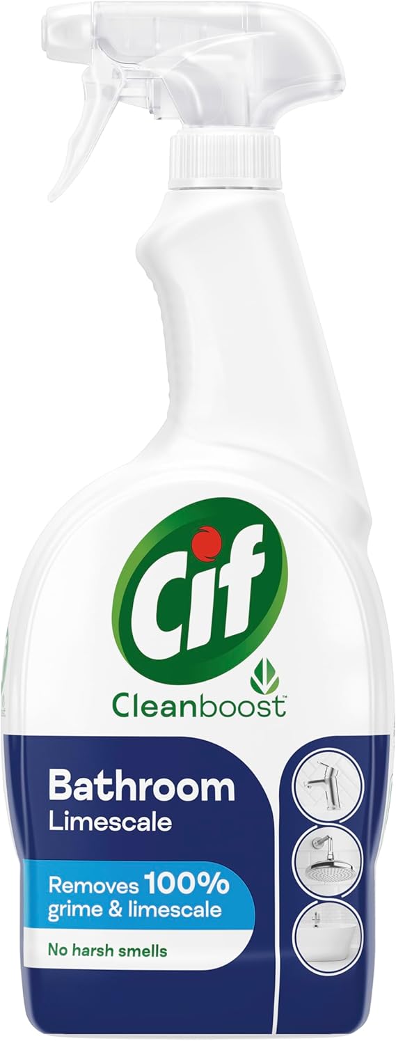 Cif Power & Shine 100% soap scum & limescale removal Bathroom Spray for cleaning ceramic, chrome, enamel, plastic, and stainless-steel surfaces 6 x 700 ml