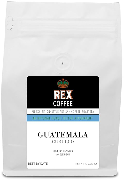 Rex Coffee Guatemala Cubulco Medium Roast Whole Bean Coffee, Single Origin, 12 Ounce