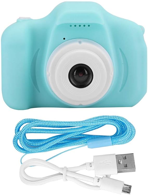 Mini Digital Camera, Children Eye-Friendly and Cear HD Cartoon Camera DIY Photos Video Recording, with 2.0in IPS Screen, Photo Frames, for Kids(Green)