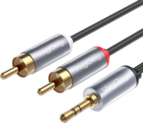 VegGieg 3.5mm Aux To 2 RCA Hi-Fi Ses Kablosu 1.5 Metre