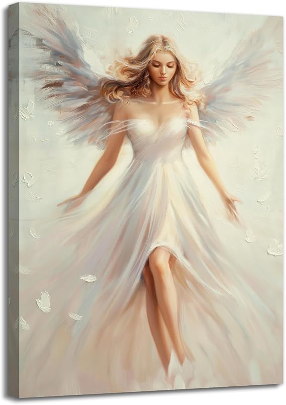 OAAPITI White Angel Canvas Wall Art Abstract Girl Art Poster Girl Portrait Painting Modern Artwork Beautiful Women Picture Print For Bedroom Living Room Decor(Artwork-2,20"x30")