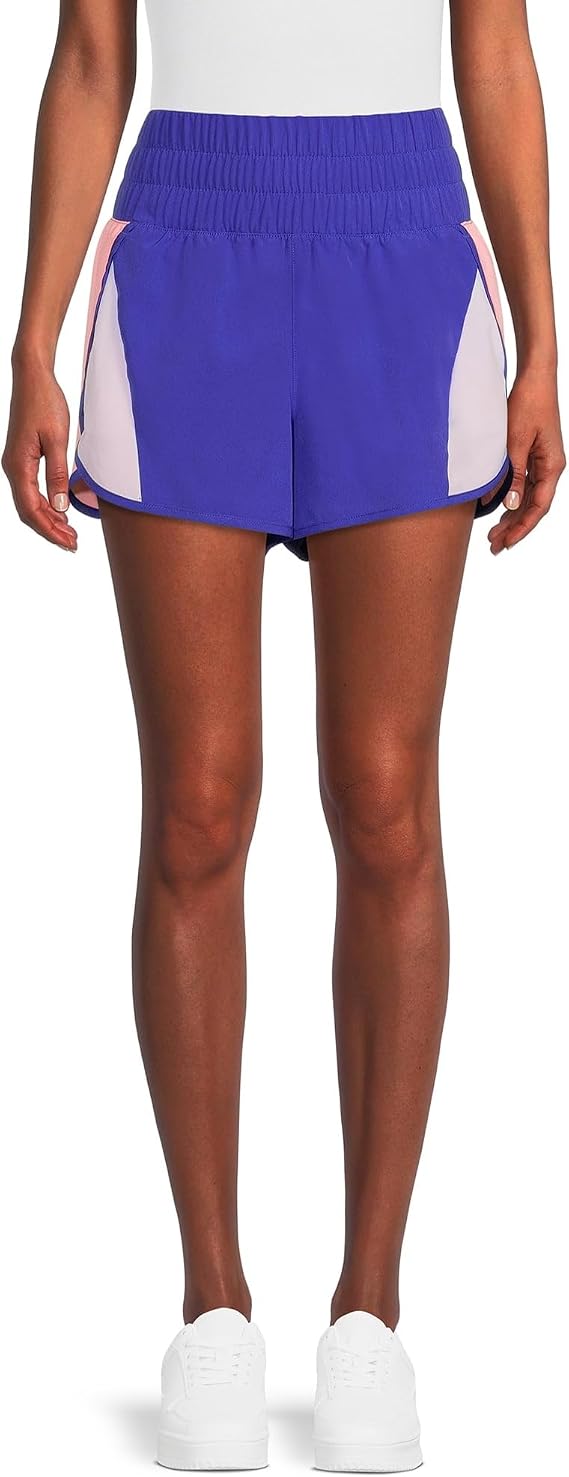 Avia Activewear Women's High-Rise 3 Running Shorts with Brief Liner (Peri Pop - XXL)