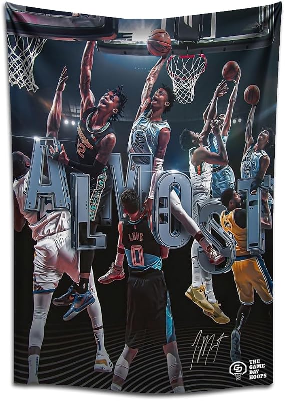 MENKARWHY Basketball Superstar Ja Morant Signed Wall Tapestry Poster For Kids Fans Bedroom Wall Hanging Decoration-Morant Tapestry For Teen Boy Birthday Party Gifts-70X100CM
