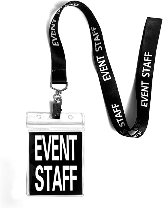 50 Set Event Staff Lanyards Black Lanyard Event ID Holder | Staff Pass Cards, Staff Badge Lanyards for Conference Concert Club Party Event Staff Badge Holder
