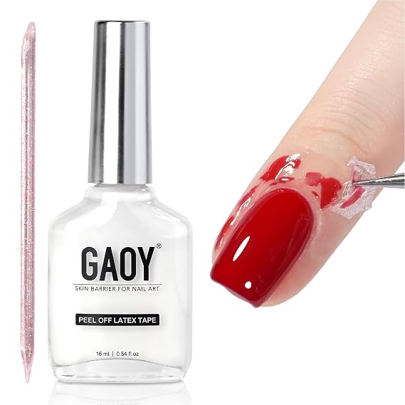 GAOY Liquid Latex for Nails, 16ml Peel Off Cuticle Guard with Stick, Skin Barrier Protector Latex Tape for Nail Polish Nail Art DIY