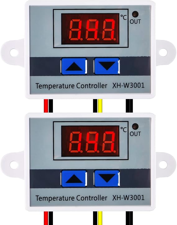 2Pcs Digital LED Temperature Controller Module 12V 10A 120W Digital Thermostat Switch Electronic Thermostat with Waterproof Probe Programmable Heating Cooling XH-W3001