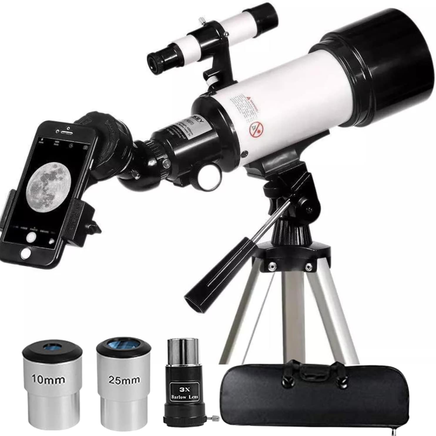 Astronomical Telescope 40070 with 70mm Aperture, 400mm Focal Length, 16x - 120x Magnification Finder Scope, Adjustable Tripod, Phone Adapter and Travel Bag. Ideal for Kids & Beginners
