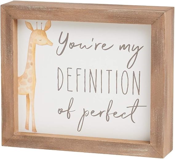 Wood Framed Box Sign for Kids, Baby Room Child's Decor (Giraffe Perfect)