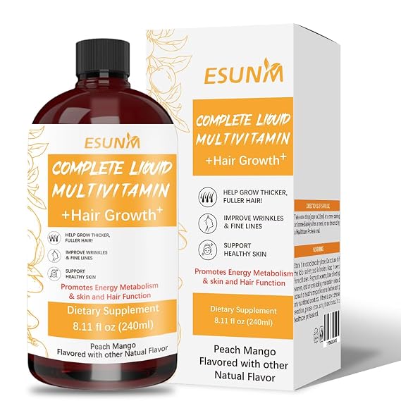Hair Growth Liquid Multivitamin | Biotin for Hair Growth Supplement | Clinically Tested in Women for Thicker Hair & Facial Wrinkle | Skin Care | Ages 18+ | 8.11 Fl Oz