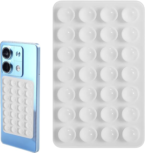 Silicone Suction Phone Case | Strong Grip Holder | Double Sided Suction Cup Phone Holder | Colourful Sticky Pad | Non Slip | Hands-Free Fidget Toy | For Shower Mirror And Car Selfie 9.4x5.4x0.6cm