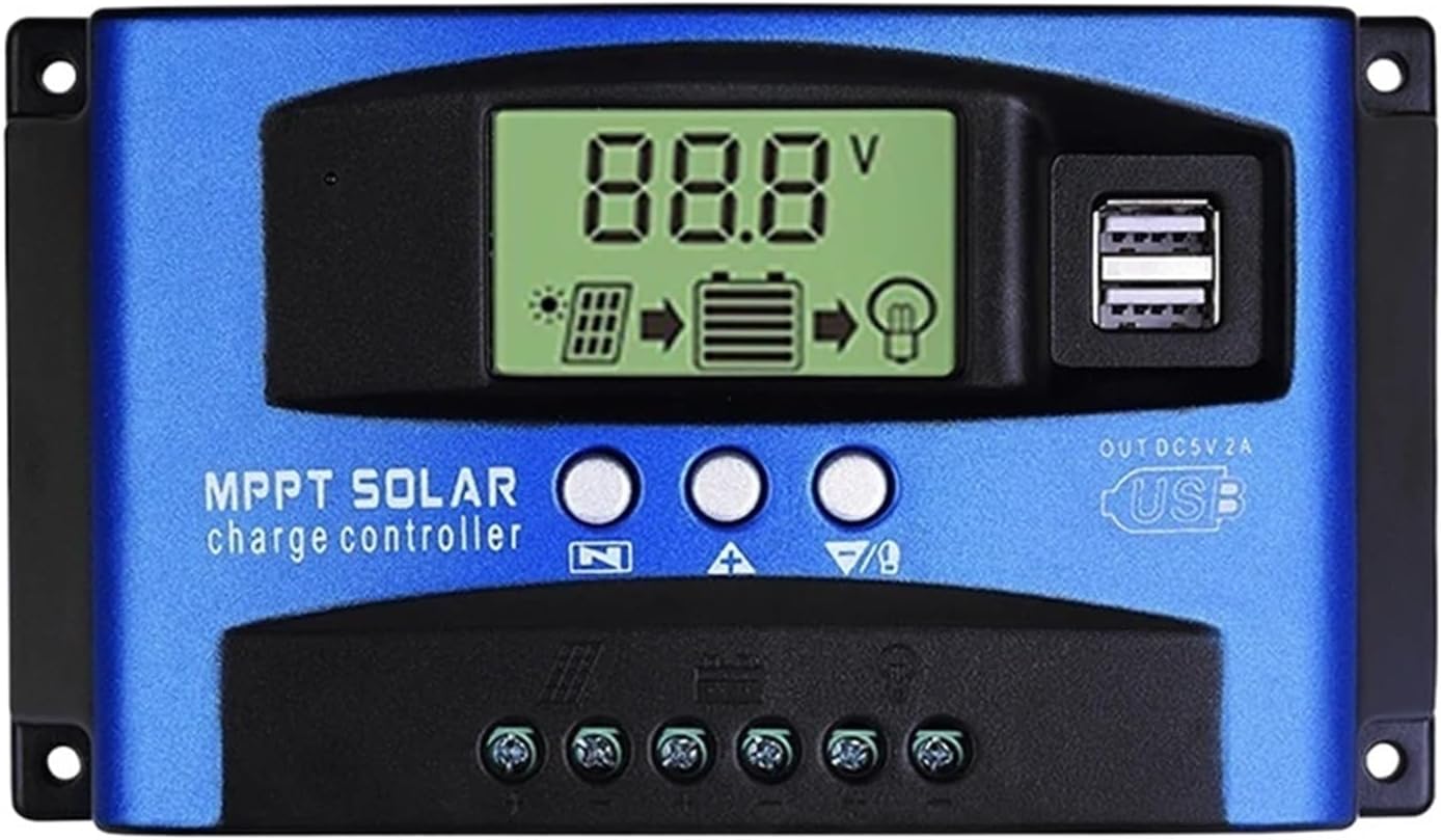 Solar Charge Controller, Solar MPPT 100A 60A 50A 40A 30A Charge Controller Dual USB LCD Display 12V 24V Solar Cell Panel Charger Regulator with Load30A