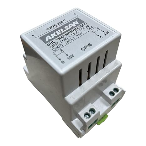 Akelsan AK-311 Zil Trafosu 220V Giriş 15-24V Çıkış – 15W Ray Tipi Trafo | Kapı Zili ve Otomatikleri İçin Güç Kaynağı