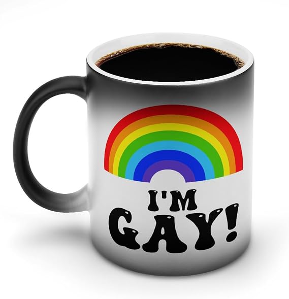 I'm Gay Rainbow Heat Change Mug - Display during heating - Funny Rude Mug - Perfect Novelty Gag Gift, best funny gifts