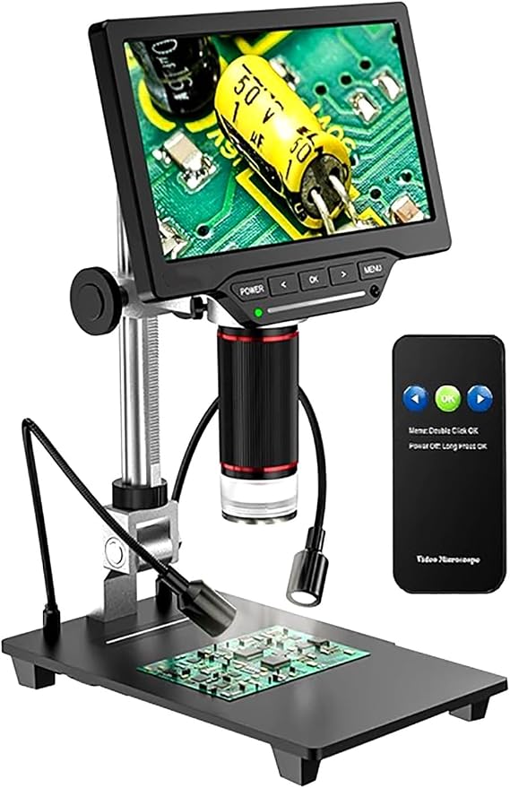7'' LCD Digital Microscope, 16MP 1080P Video Microscope, 2-200X Optical Magnification, 1300X Digital Magnifier, 32G Card, Adjustable LED Lights, for Coin and Jewelry Collectors