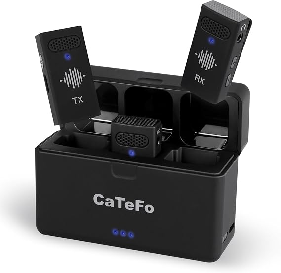 Star100 Wireless Microphone, 2 Transmitters + 1 Receiver with Built-in Mics, HD Clear Sound for iPhone Android Camera, USB-C/3.5mm, Compact Charging Case, Plug & Play with Noise Cancellation